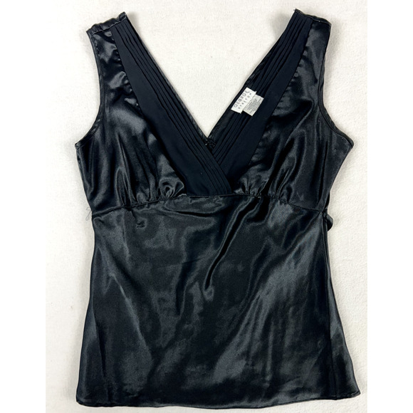Y2K Black Stain double‎ v tank top Pleated Glam 90s Grunge Goth Whimsifairy - Picture 3 of 10
